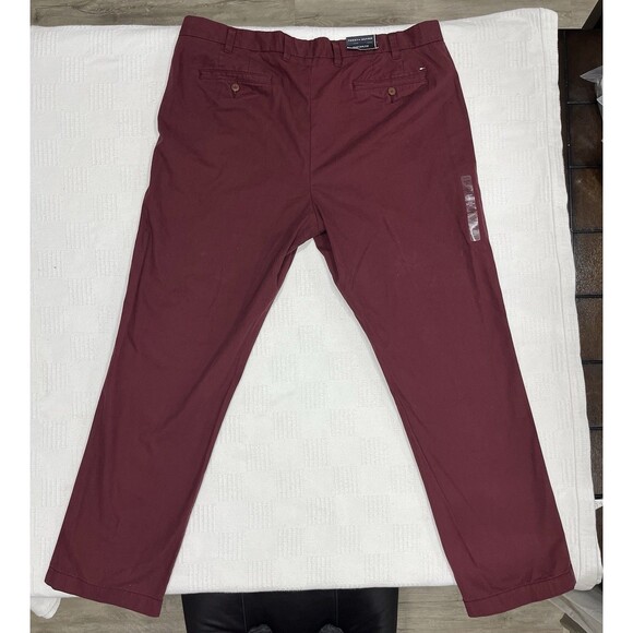Tommy Hilfiger Custom Fit Coupe Sur Mesure Mens Pants 40W 32L Burgundy Red NWT - Picture 2 of 6